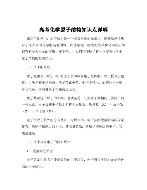 高考化学原子结构知识点详解