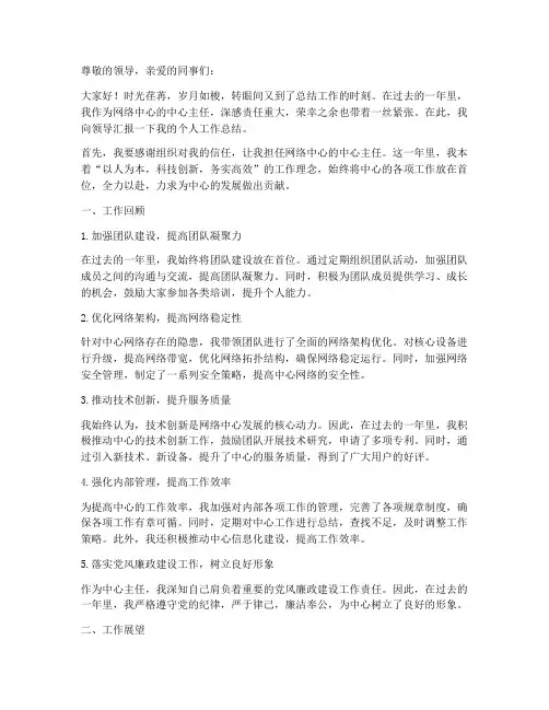 网络中心主任个人工作总结