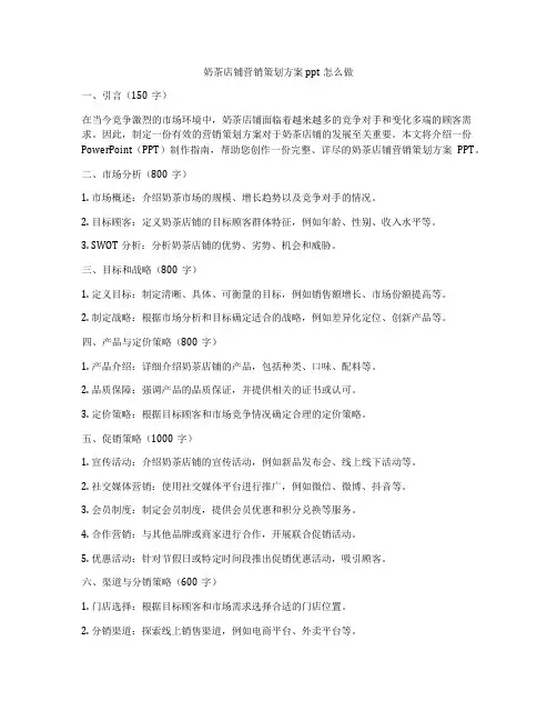 奶茶店铺营销策划方案ppt怎么做