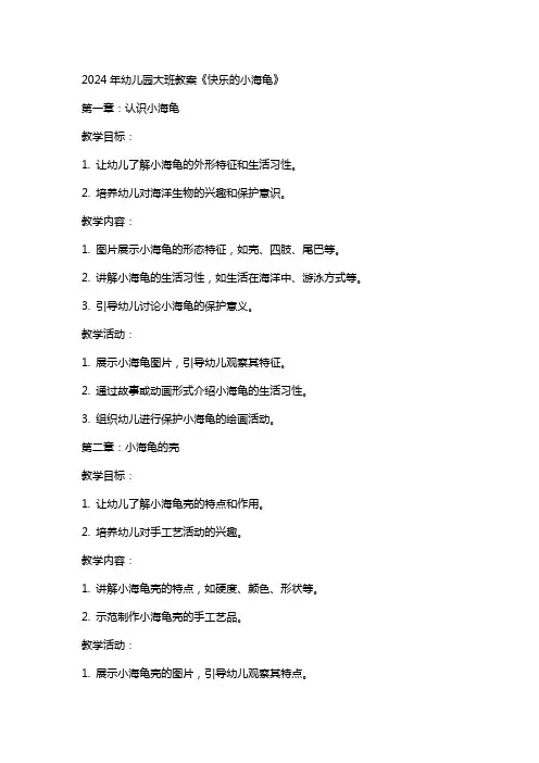 2024年幼儿园大班教案《快乐的小海龟》