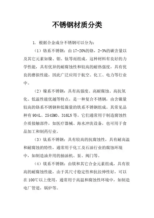 不锈钢材质分类