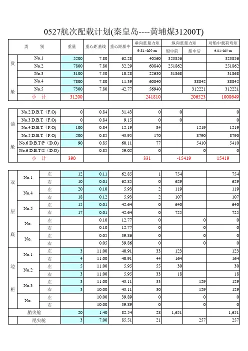 (标准)货运水尺计量表——装货量