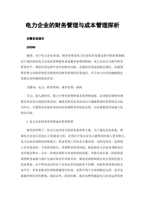电力企业的财务管理与成本管理探析