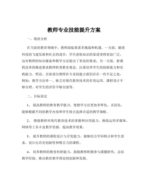 教师专业技能提升方案