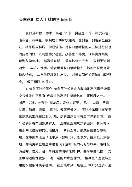 长白落叶松人工林的抚育间伐