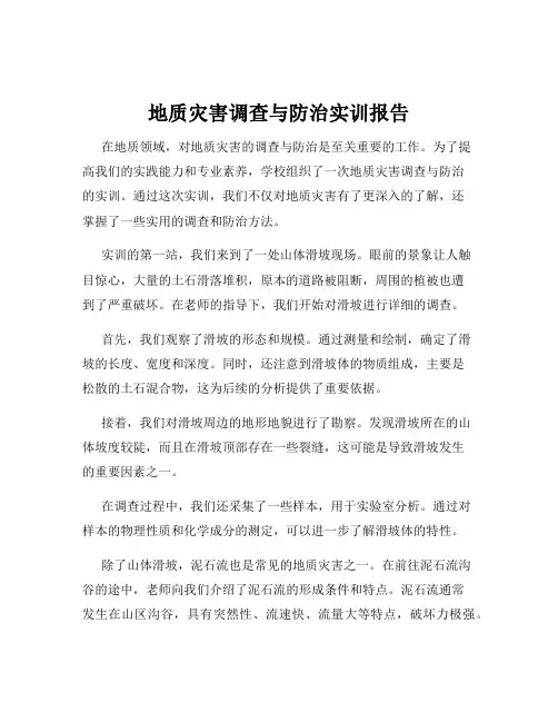 地质灾害调查与防治实训报告