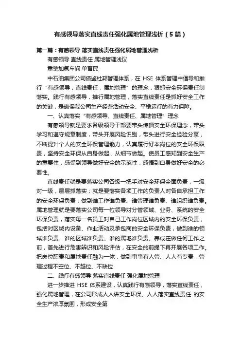 有感领导落实直线责任强化属地管理浅析（5篇）
