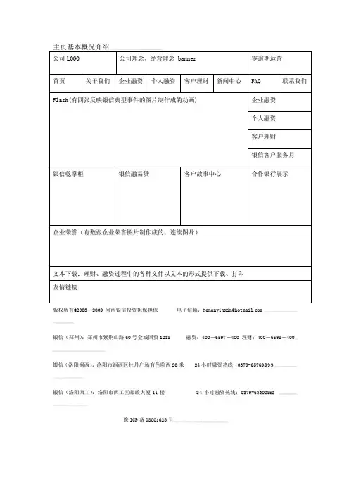 主页基本概况介绍