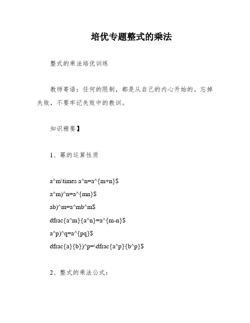 培优专题整式的乘法