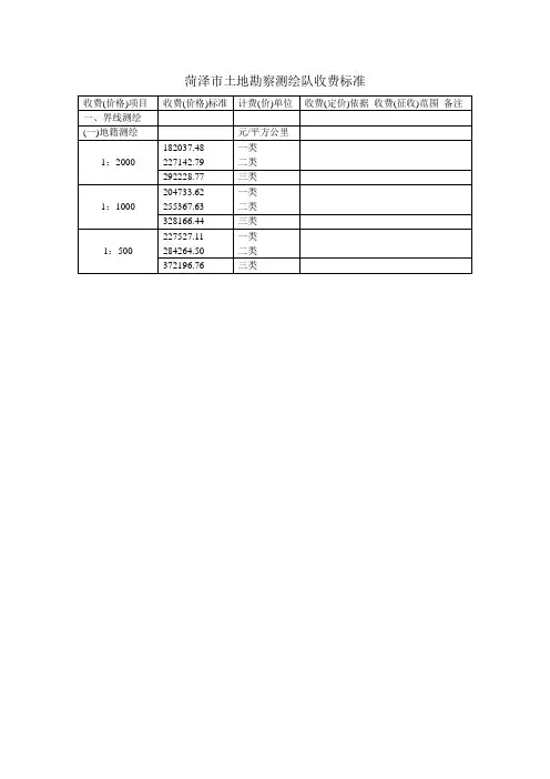 测绘收费标准