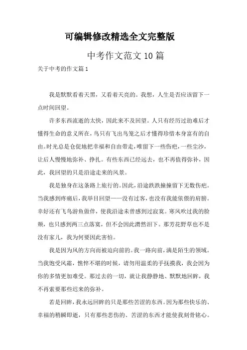 中考作文范文10篇精选全文完整版