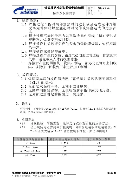 锡焊技艺准则与检验标准细则