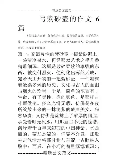 写紫砂壶的作文6篇