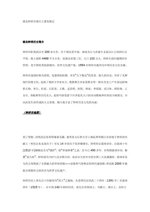 湖北钟祥市梁庄王墓发掘记