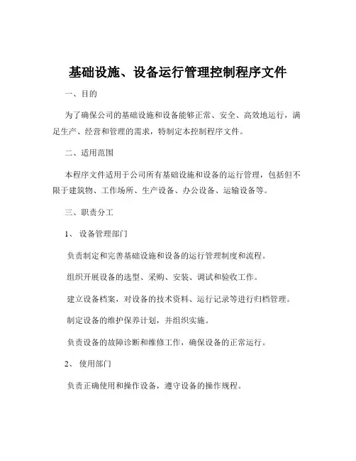 基础设施、设备运行管理控制程序文件