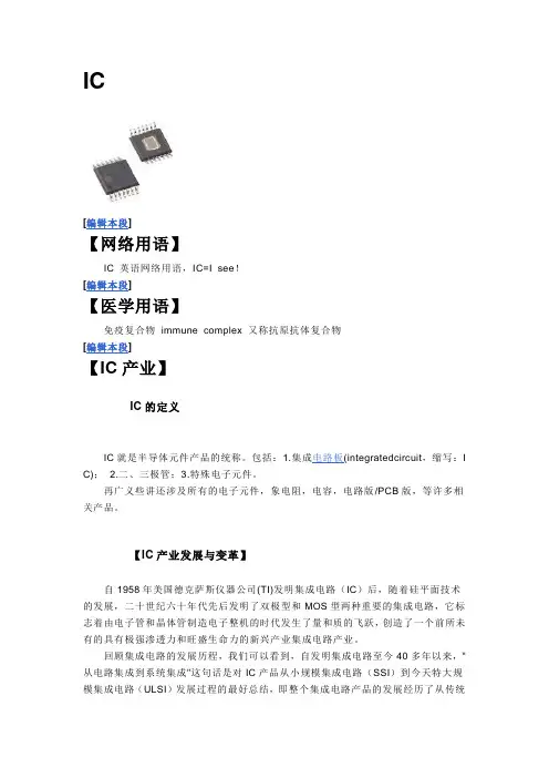 IC概念及相关术语解释