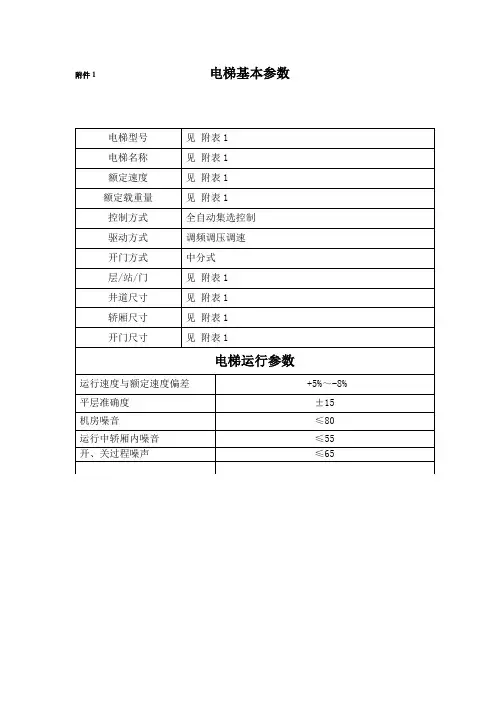 电梯参数表
