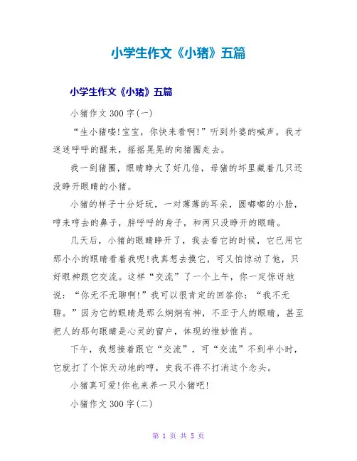 小学生作文《小猪》五篇