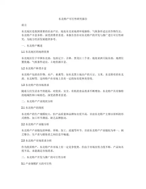 东北特产可行性研究报告