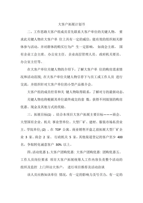 大客户拓展计划书