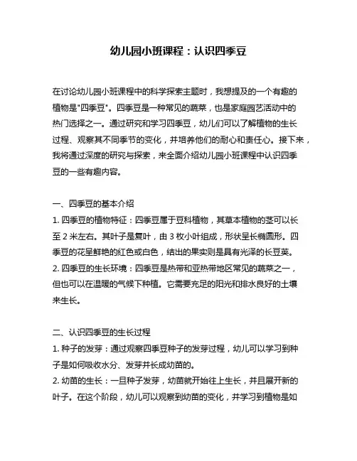 幼儿园小班课程：认识四季豆