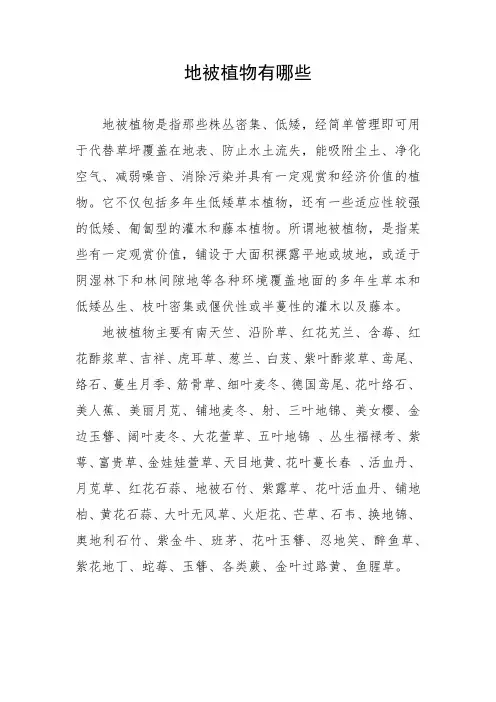地被植物有哪些