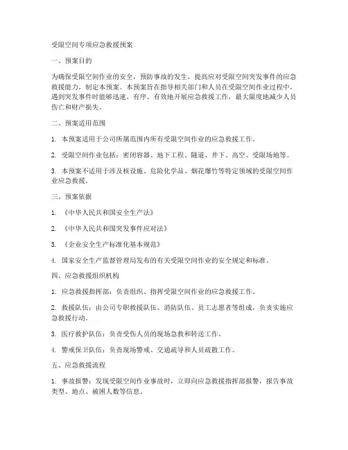 受限空间专项应急救援预案