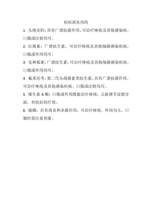 痘痘消炎用药