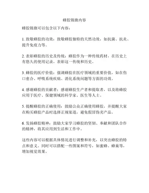蜂胶锦旗内容