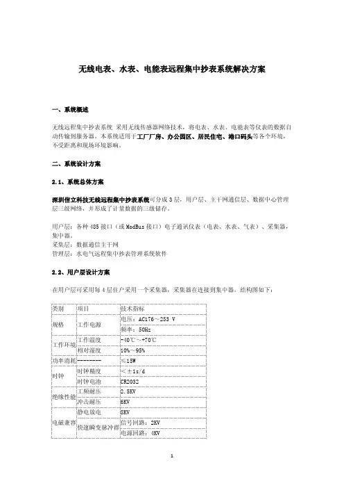 无线电表 水表 电能表远程集中抄表系统解决方案
