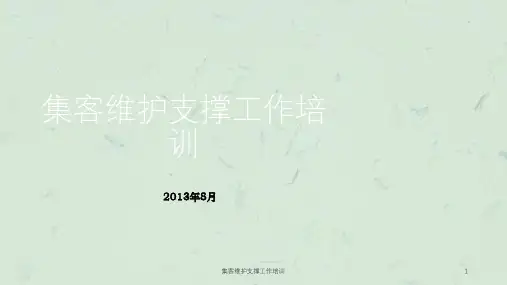 集客维护支撑工作培训课件