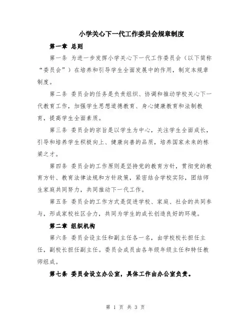小学关心下一代工作委员会规章制度