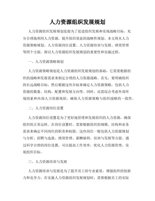 人力资源组织发展规划