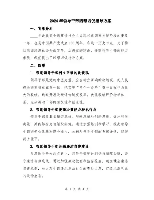 2024年领导干部四帮四促指导方案