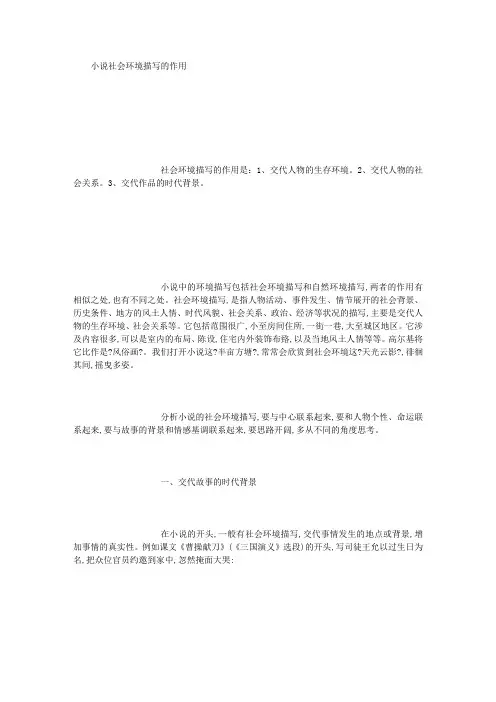 小说社会环境描写的作用 (500字)