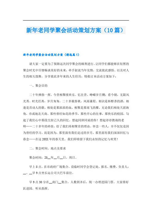 新年老同学聚会活动策划方案(10篇)