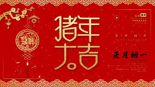 猪年大吉红色喜庆新年活动策划PPT模板