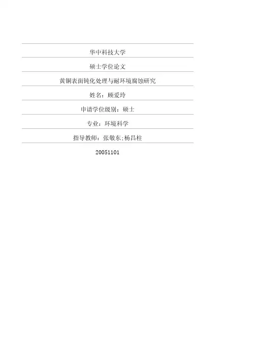黄铜表面钝教材化处理与耐环境腐蚀研究