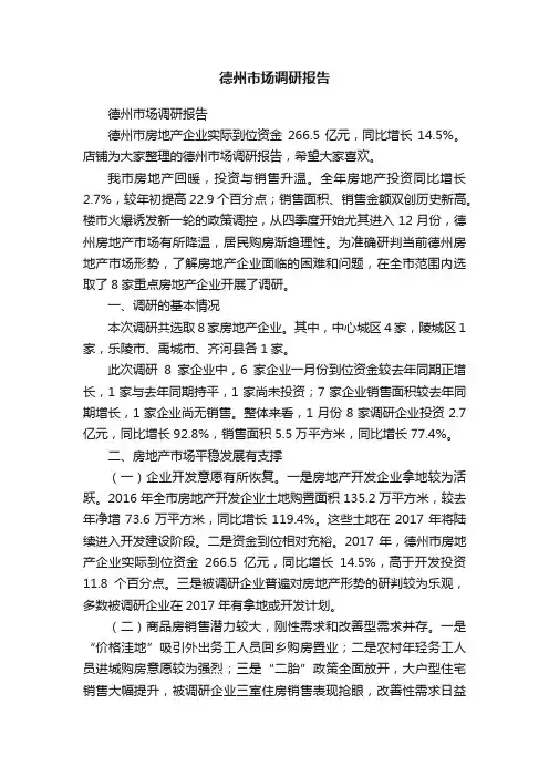 德州市场调研报告