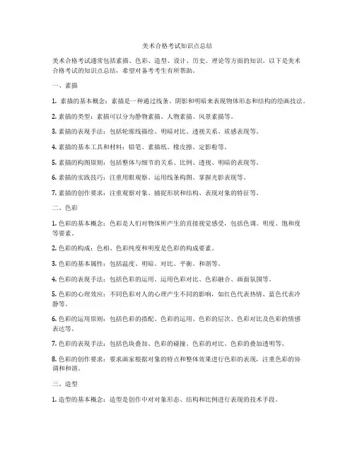 美术合格考试知识点总结