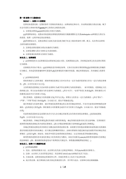 2012注会复习经济法第一章知识点-法律基础知识