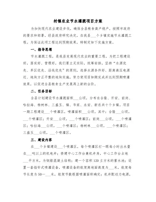 村镇农业节水灌溉项目方案(二篇)