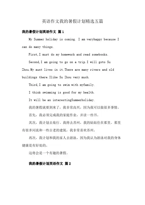 英语作文我的暑假计划精选五篇
