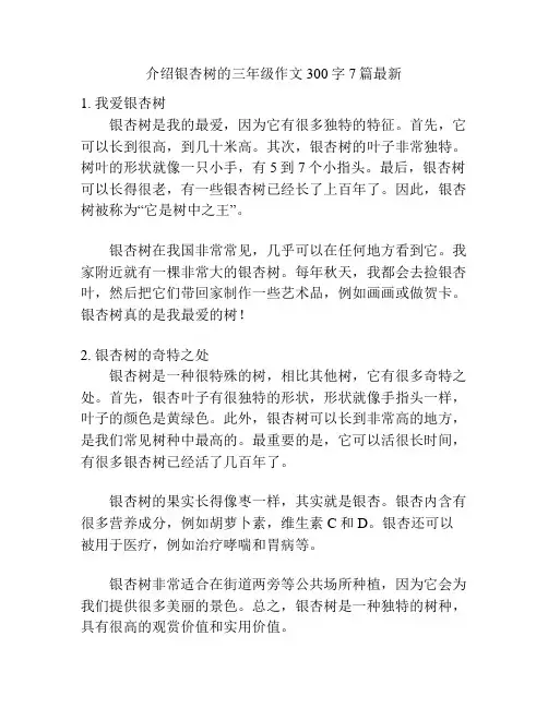 介绍银杏树的三年级作文300字7篇最新