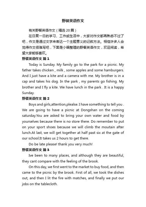 有关野餐英语作文（精选20篇）