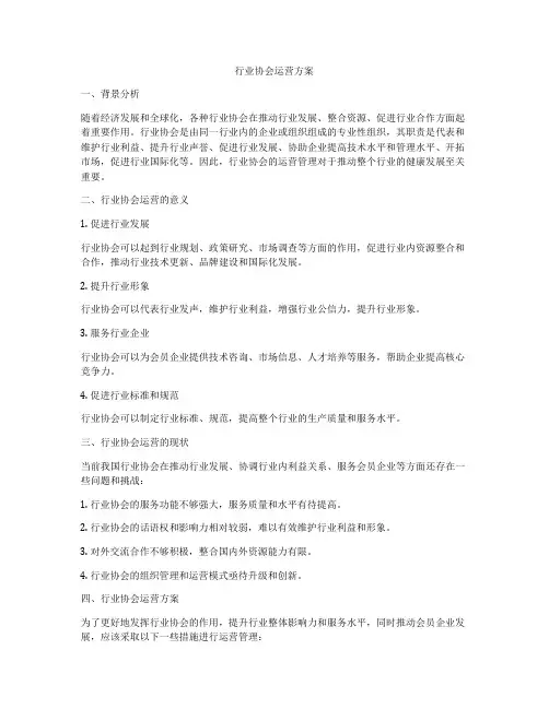 行业协会运营方案