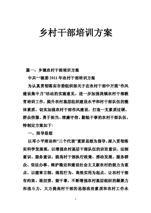 乡村干部培训方案