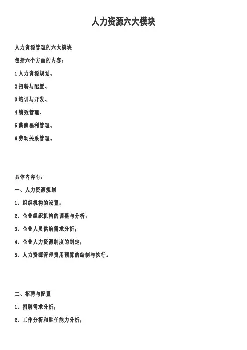 10人力资源六大模块
