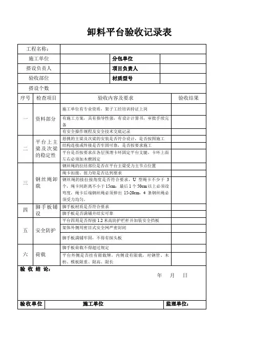 卸料平台验收表