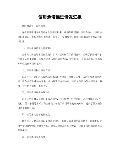信用承诺推进情况汇报